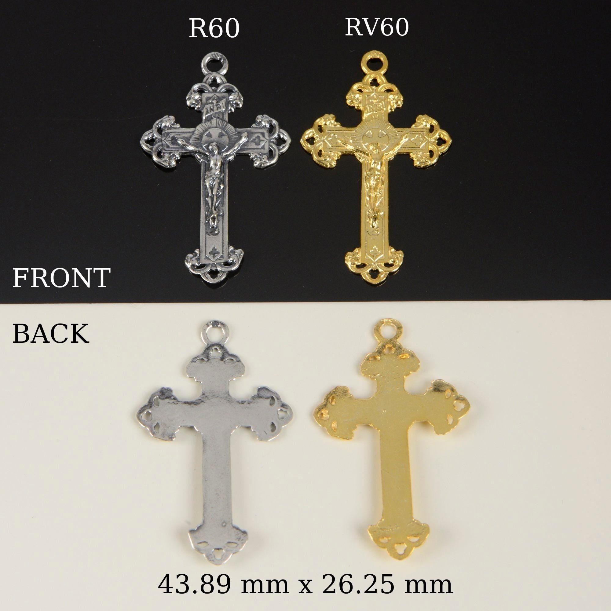 925 Sterling Silver & 24K Gold Vermeil Open Work Elaborate Crucifix with Illlumination, Jewelry Supply, R60-RV60