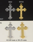 925 Sterling Silver & 24K Gold Vermeil Open Work Elaborate Pendant with Illlumination, Jewelry Supply, R60P-RV60P