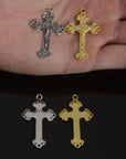 925 Sterling Silver & 24K Gold Vermeil Open Work Elaborate Crucifix with Illlumination, Jewelry Supply, R60-RV60