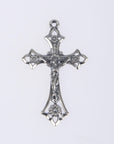 925 Sterling Silver & 24K Gold Vermeil Open work Crucifix with Daisies, Jewelry Supply, R62-RV62