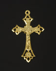 925 Sterling Silver & 24K Gold Vermeil Open work Crucifix with Daisies, Jewelry Supply, R62-RV62