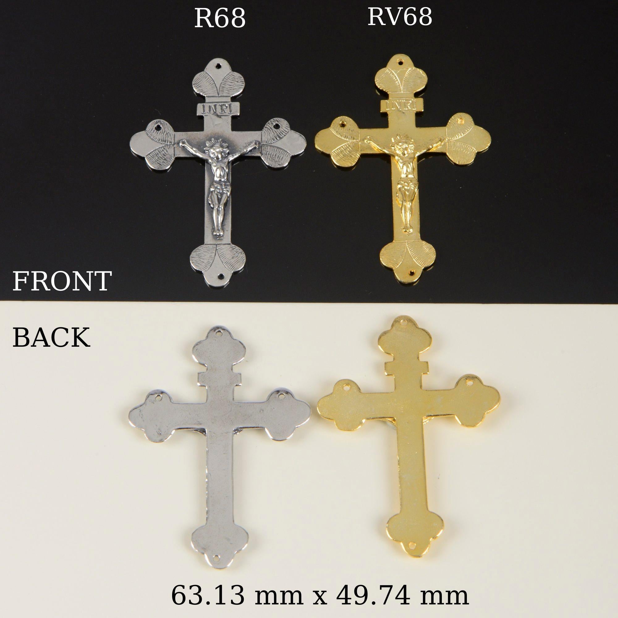 925 Sterling Silver & 24K Gold Vermeil Large Rosary Pendant, 19th Century Style, Jewelry Supply, R68P-RV68P