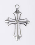 925 Sterling Silver & 24K Gold Vermeil Cross Pendant , Open work Plain and Large Cross, Jewelry Supply, R100- RV100