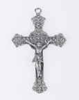 925 Sterling Silver & 24K Gold Vermeil Cross Pendant, Elaborate Art Nouveau Crucifix with Sacred heart of Jesus, Jewelry Supply, R101-RV101