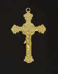 925 Sterling Silver & 24K Gold Vermeil Cross Pendant, Elaborate Art Nouveau Crucifix with Sacred heart of Jesus, Jewelry Supply, R101-RV101