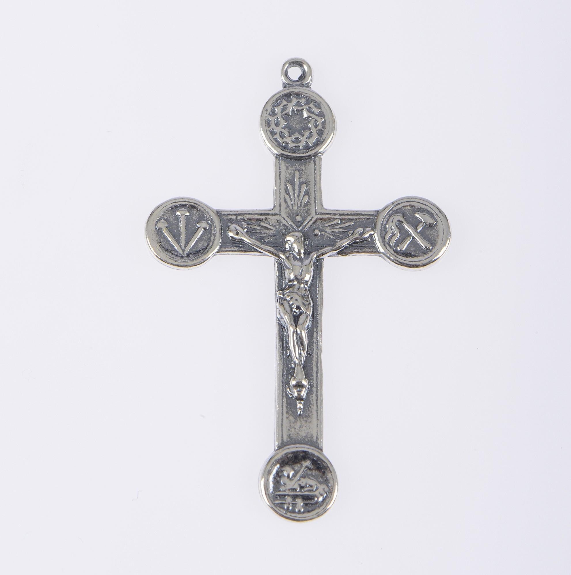 925 Sterling Silver & 24K Gold Vermeil Cross Pendant , Pendant with Agnus Dei and Instruments of Torture, Jewelry Supply, 102P-RV102P
