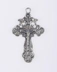 925 Sterling Silver & 24K Gold Vermeil Cross Pendant, Pendant Russian Greek Style Elaborate Crucifix with Angels, Jewelry Supply, R42P-RV42P