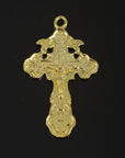 925 Sterling Silver & 24K Gold Vermeil Cross Pendant, Pendant Russian Greek Style Elaborate Crucifix with Angels, Jewelry Supply, R42P-RV42P