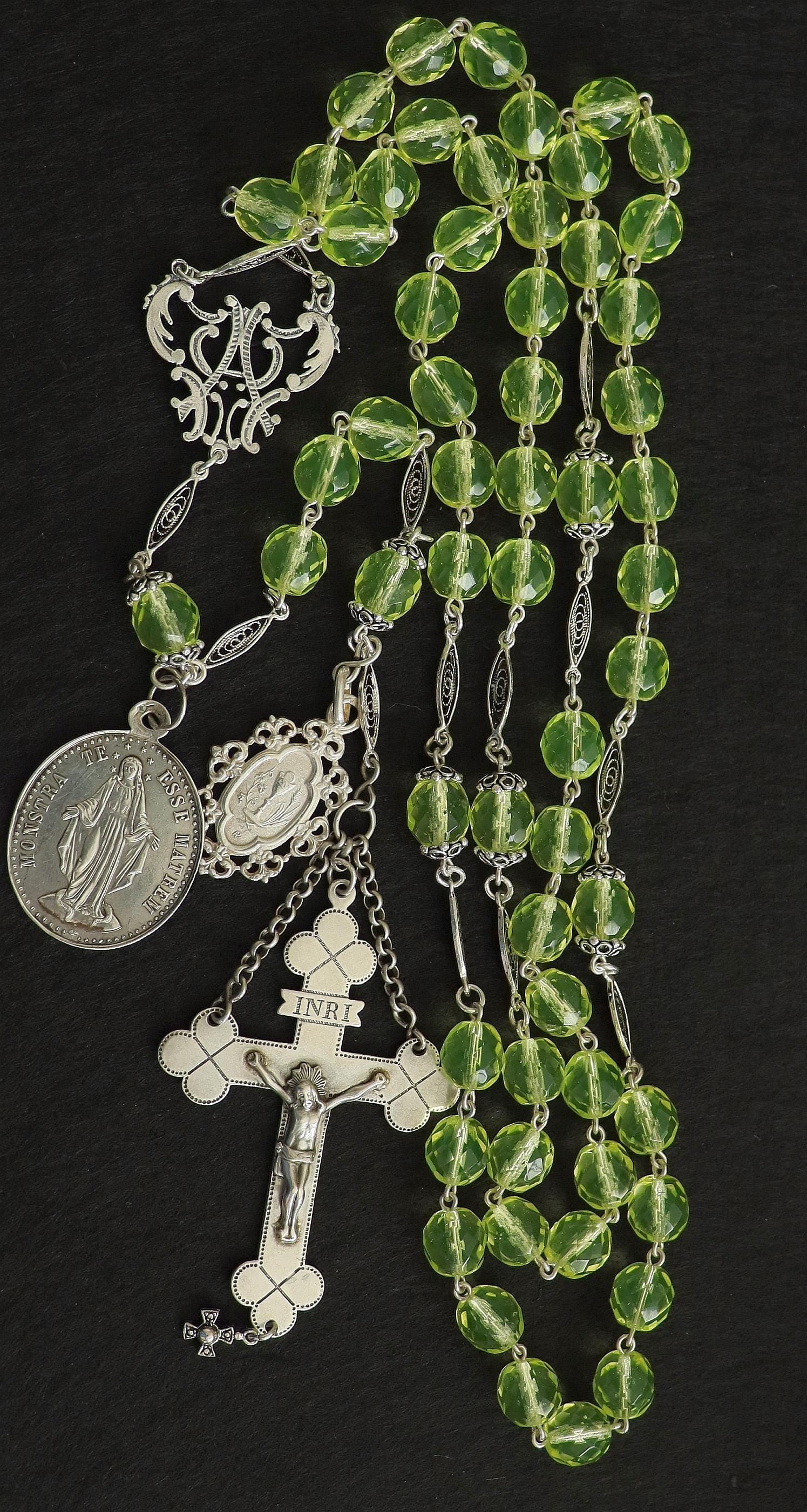 925 Sterling Silver & 24K Gold Vermeil Large Rosary Pendant, 19th Century Style, Jewelry Supply, R68P-RV68P