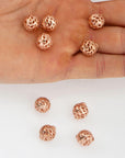 925 Sterling Silver Rose Gold Filigree Beads, Handmade Silver Beads, Solid Silver Beads, Spacer Beads, Jewelry Supply, RGM112