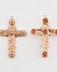 Large 925 Sterling Silver Rose Gold Filigree Angel Head Cross, Pectoral Pendant – Art Nouveau – Rare, Jewelry Supply, RGR14