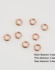 Dia 4mm & Ga.2 925 Sterling Silver Rose Gold CLOSED Jump Rings, tough, Silver Hollow Rings, Jewelry Supplies, Findings, RGM103A