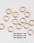 Dia 7mm & Ga.5 925 Sterling Silver Rose Gold CLOSED Jump Rings, tough, Silver Hollow Rings , Jewelry Supplies, Findings, RGM103D