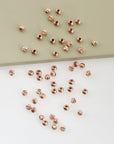 925 Silver Rose Gold Diamond Cut 4mm Round Beads, Laser Multi Diamond Cut Beads, Moon Cut Spacer Beads, Jewelry Crafting Supplies, RGM2C