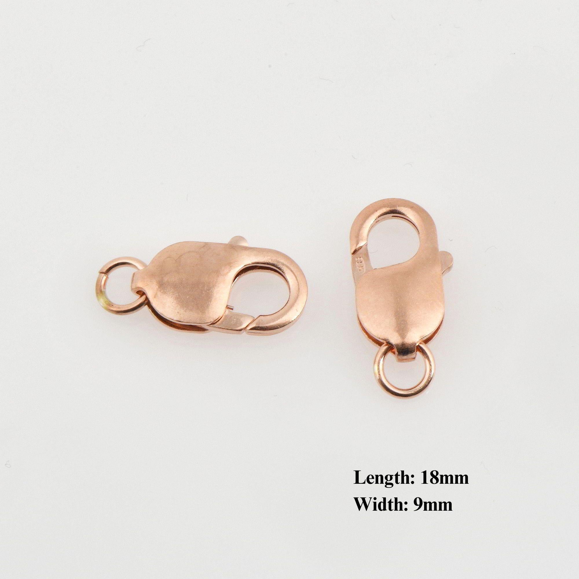 925 Sterling Silver Rose Gold Lobster Clasp, Silver Trigger Clasp, Spring Clasp, Jewelry Making Supplies, Jewelry Making Findings, RGM55E