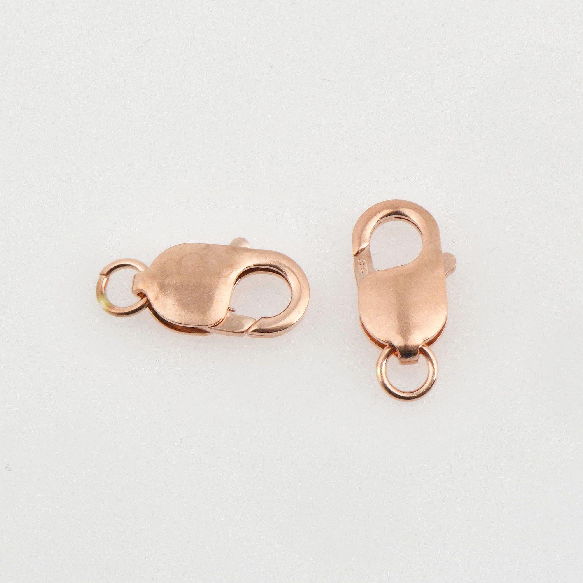 925 Sterling Silver Rose Gold Lobster Clasp, Silver Trigger Clasp, Spring Clasp, Jewelry Making Supplies, Jewelry Making Findings, RGM55E
