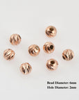 925 Silver Rose Gold Diamond Cut 6mm Round Beads, Laser Multi Diamond Cut Beads in 24K, Moon Cut Spacer Beads, Jewelry Supplies, RGVM2E