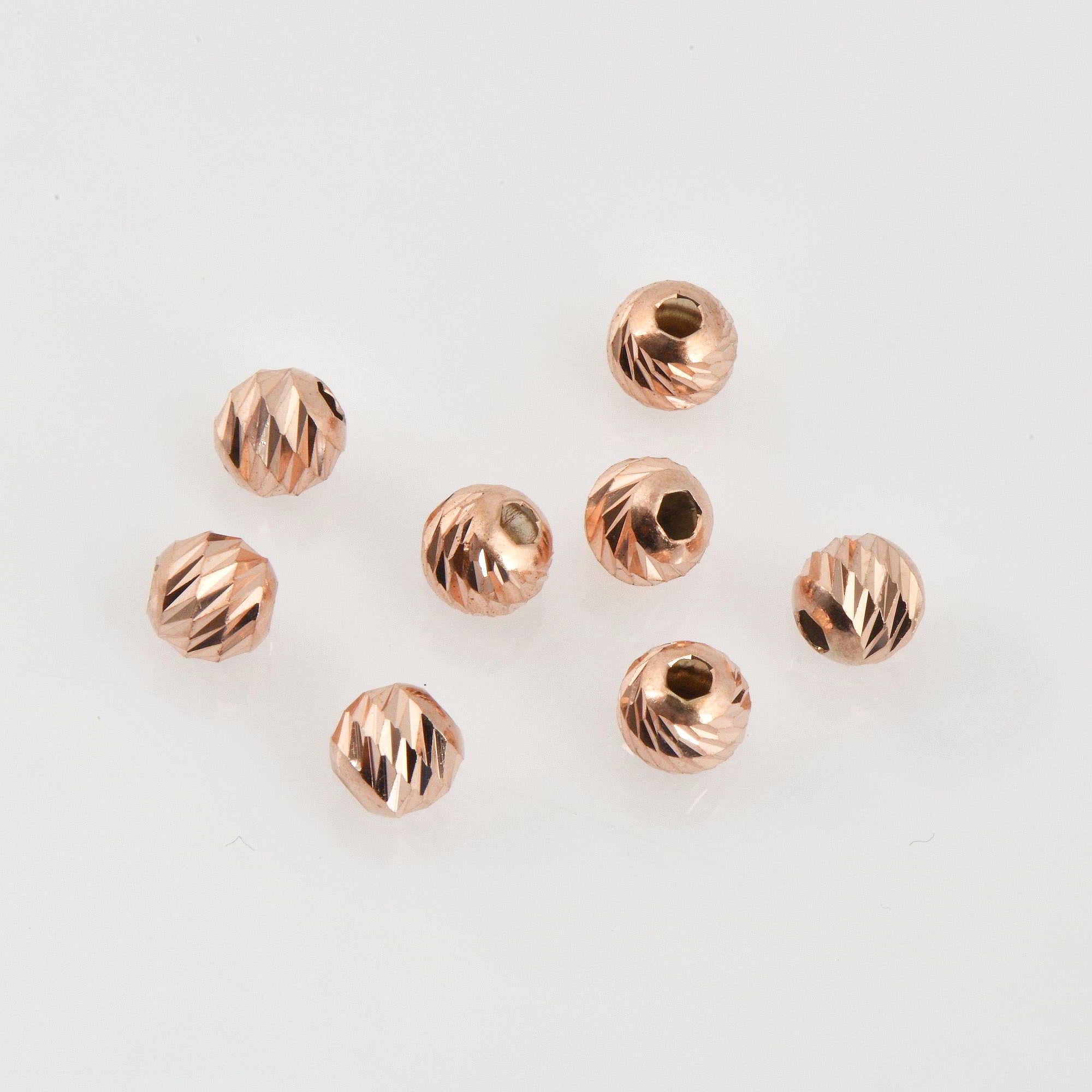 925 Silver Rose Gold Diamond Cut 6mm Round Beads, Laser Multi Diamond Cut Beads in 24K, Moon Cut Spacer Beads, Jewelry Supplies, RGVM2E
