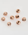 925 Silver Rose Gold Diamond Cut 6mm Round Beads, Laser Multi Diamond Cut Beads in 24K, Moon Cut Spacer Beads, Jewelry Supplies, RGVM2E