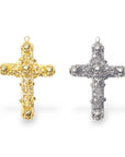 Large 925 Sterling Silver & 24K Vermeil Filigree Angel Head Cross, Pectoral Pendant – Art Nouveau – Rare, Jewelry Supply, R14-RV14