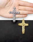 Large 925 Sterling Silver & 24K Vermeil Filigree Angel Head Cross, Pectoral Pendant – Art Nouveau – Rare, Jewelry Supply, R14-RV14