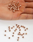 925 Silver Rose Gold Diamond Cut Round Beads, Silver Laser Multi Diamond Cut Beads, Moon Cut Spacer Beads, Jewelry Supplies, RGM2 A-F