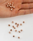 925 Silver Rose Gold Diamond Cut Round Beads, Silver Laser Multi Diamond Cut Beads, Moon Cut Spacer Beads, Jewelry Supplies, RGM2 A-F