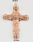 Large 925 Sterling Silver Rose Gold Filigree Angel Head Cross, Pectoral Pendant – Art Nouveau – Rare, Jewelry Supply, RGR14