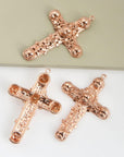 Large 925 Sterling Silver Rose Gold Filigree Angel Head Cross, Pectoral Pendant – Art Nouveau – Rare, Jewelry Supply, RGR14