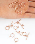 925 Sterling Silver Rose Gold Toggle Clasps, Toggle Clasp, Silver Plain Toggle Clasp Set, Jewelry Making Supplies, Jewelry Findings, RGM59D