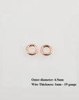 925 Sterling Silver Rose Gold Dia 4.5mm & Ga.19 Open Jump Rings, tough, 20 Pces Jewelry Supplies, Findings, RGM68A