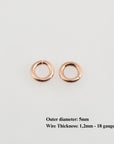 925 Sterling Silver Rose Gold Dia 5mm & Ga.18 Open Jump Rings, tough, Jewelry Supplies, 10 Pces, Findings, RGM68B