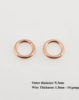 925 Sterling Silver Rose Gold Dia 9.3 mm & Ga.14 Open Jump Rings, tough, 3 Pces, Jewelry Supplies, Findings RGM68D