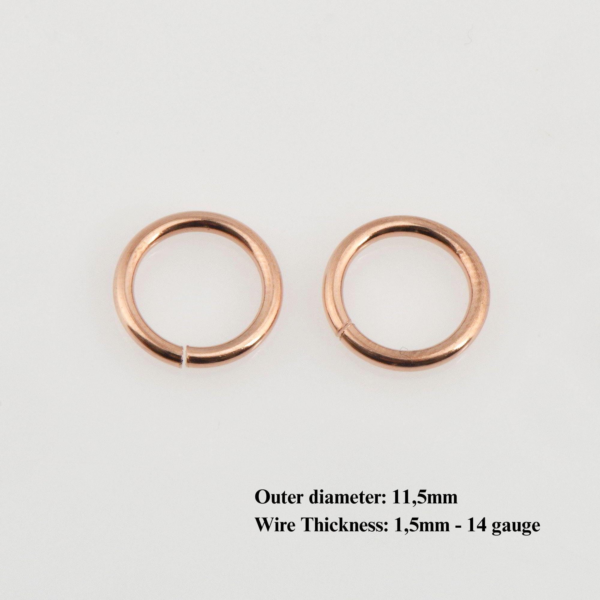 925 Sterling Silver Rose Gold Open Jump Rings, tough, High Quality Dia 11.5mm & Ga.14 in Silver, 3 Pces, Jewelry Supplies, Findings RGM68E