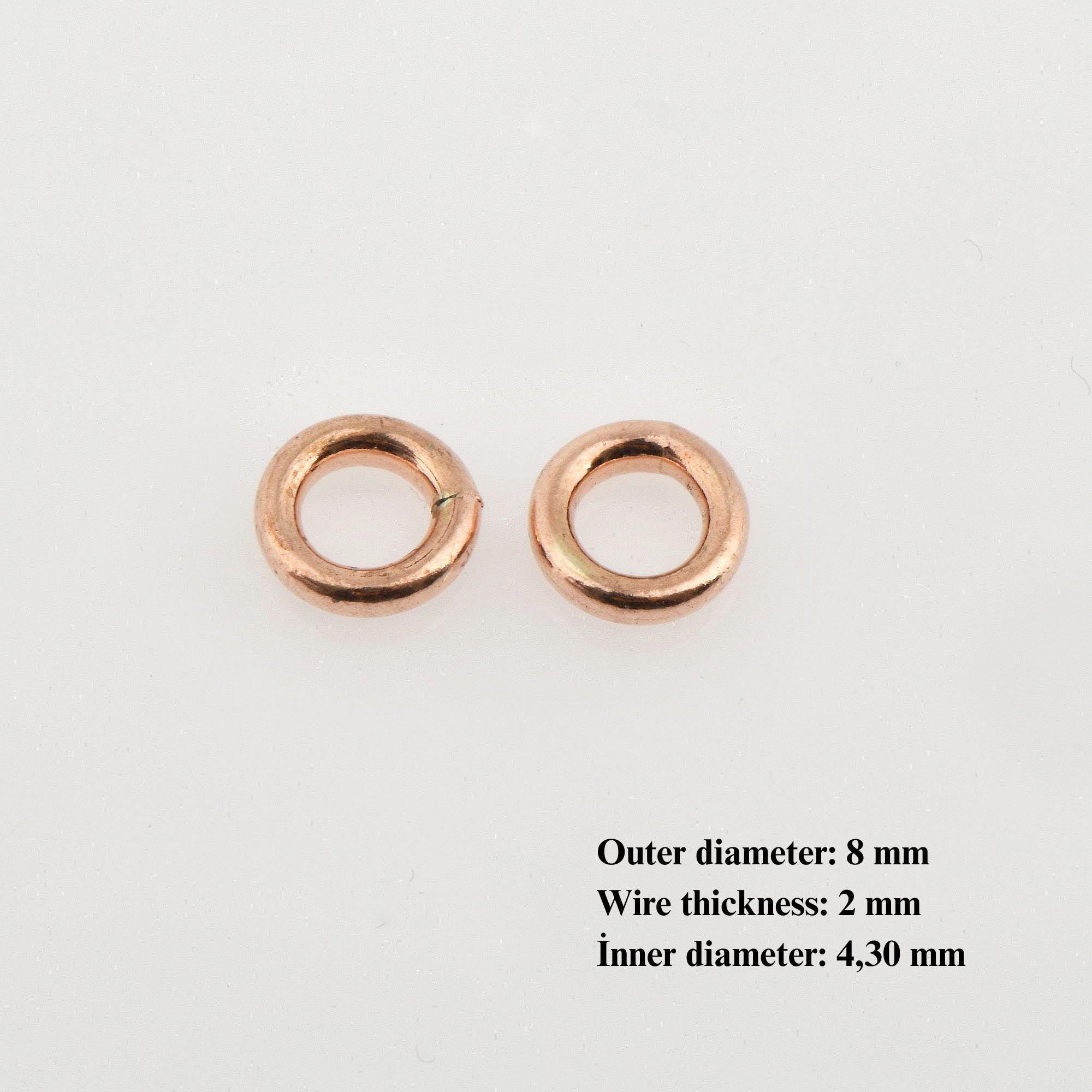 925 Sterling Silver Rose Gold High Quality 8 mm CLOSED and HOLLOW Jump Rings, Jewelry Supplies, Findings, RGM104A
