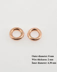 925 Sterling Silver Rose Gold High Quality 8 mm CLOSED and HOLLOW Jump Rings, Jewelry Supplies, Findings, RGM104A