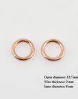 925 Sterling Silver Rose Gold High Quality 12,7 mm CLOSED and HOLLOW Jump Rings, Jewelry Supplies, Findings, RGM104B