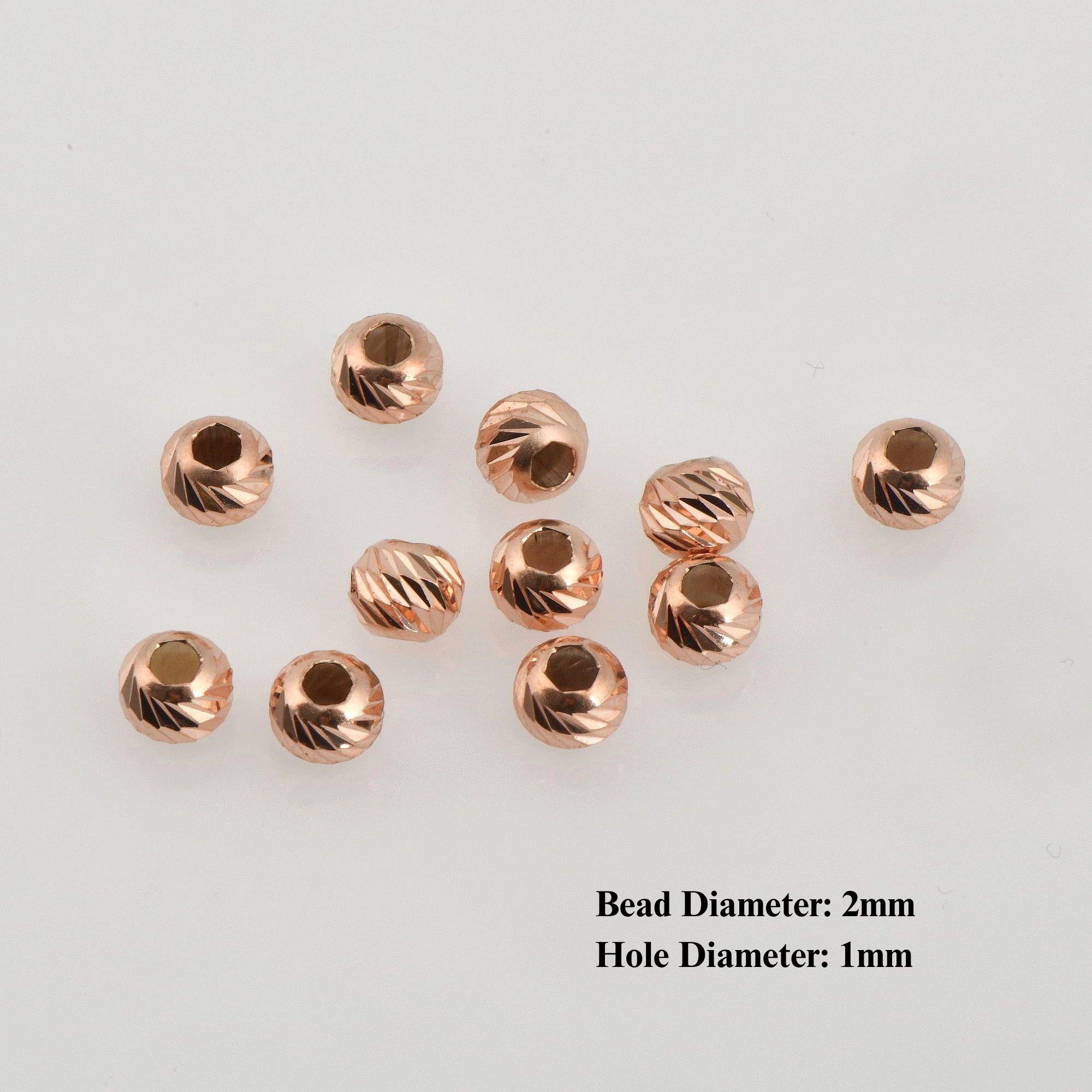 925 Silver Rose Gold Diamond Cut 2.5 mm Round Beads, Laser Multi Diamond Cut Beads, Moon Cut Spacer Beads, Jewelry Crafting Supplies, RGM2A