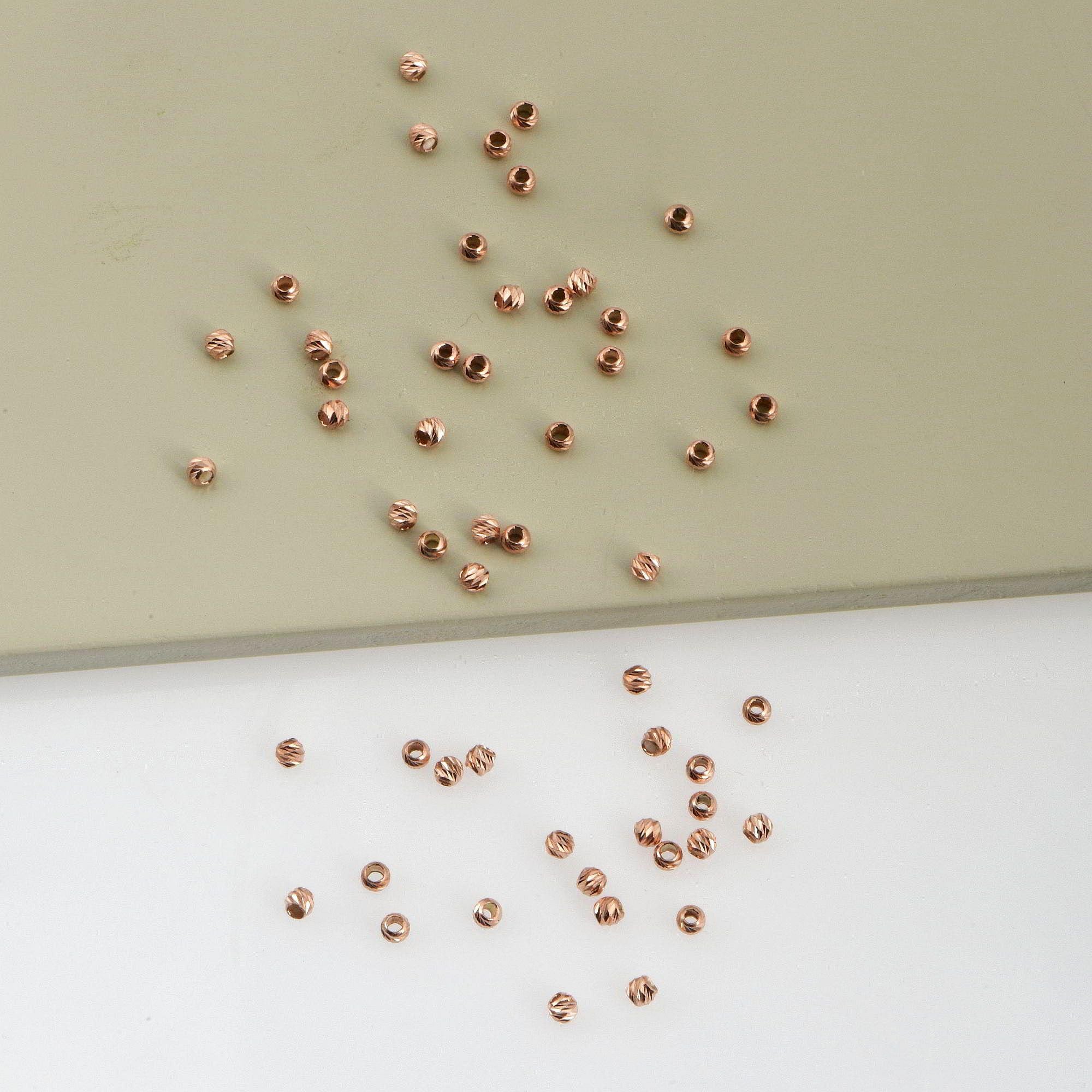 925 Silver Rose Gold Diamond Cut 2.5 mm Round Beads, Laser Multi Diamond Cut Beads, Moon Cut Spacer Beads, Jewelry Crafting Supplies, RGM2A