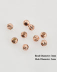 925 Silver Rose Gold Diamond Cut 3mm Round Beads, Laser Multi Diamond Cut Beads, Moon Cut Spacer Beads, Jewelry Crafting Supplies, RGM2B