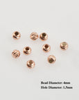 925 Silver Rose Gold Diamond Cut 4mm Round Beads, Laser Multi Diamond Cut Beads, Moon Cut Spacer Beads, Jewelry Crafting Supplies, RGM2C