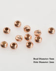 925 Silver Rose Gold Diamond Cut 5mm Round Beads, Laser Multi Diamond Cut Beads, Moon Cut Spacer Beads, Jewelry Crafting Supplies, RGM2D