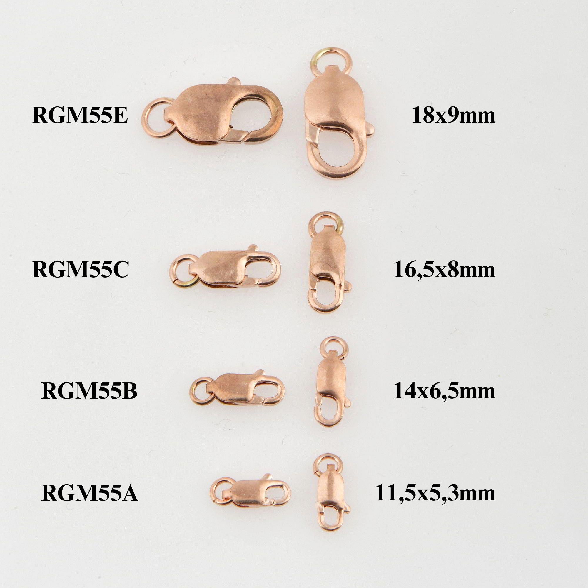 925 Sterling Silver Rose Gold Lobster Clasp, Silver Trigger Clasp, Spring Clasp, Jewelry Making Supplies, Jewelry Making Findings, RGM55A-D