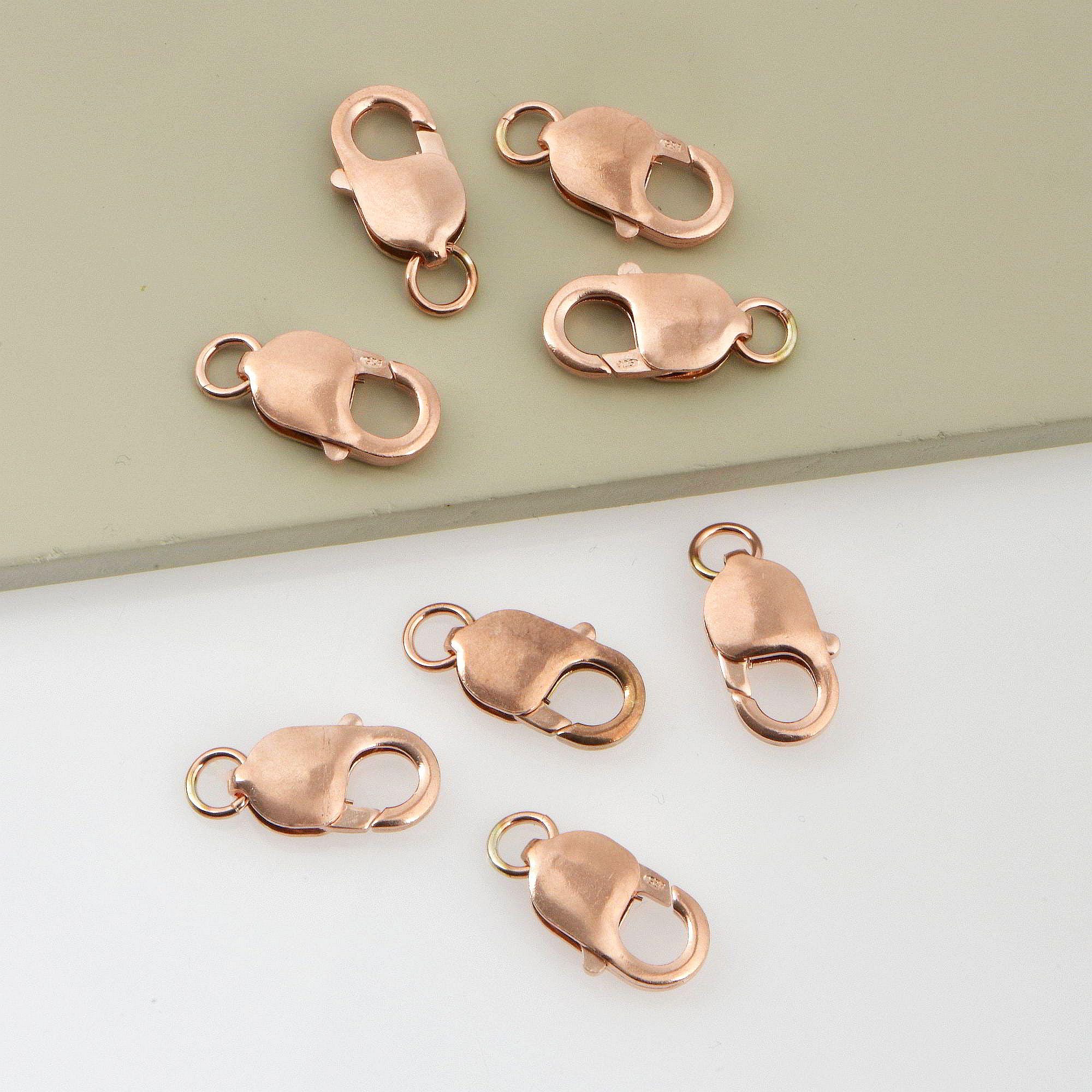 925 Sterling Silver Rose Gold Lobster Clasp, Silver Trigger Clasp, Spring Clasp, Jewelry Making Supplies, Jewelry Making Findings, RGM55E