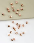 925 Silver Rose Gold Diamond Cut 6mm Round Beads, Laser Multi Diamond Cut Beads in 24K, Moon Cut Spacer Beads, Jewelry Supplies, RGVM2E