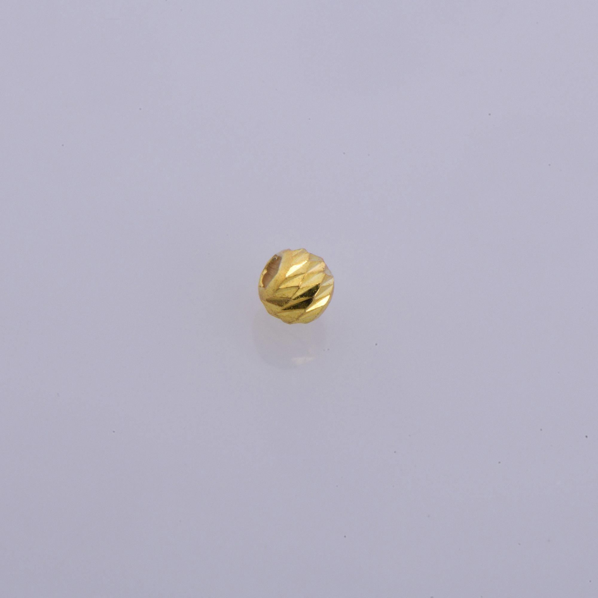 24K Gold Vermeil Round Beads, 925 Sterling Silver Laser Multi Diamond Cut Beads, Moon Cut Spacer Beads, Jewelry Crafting Supplies, VM2B