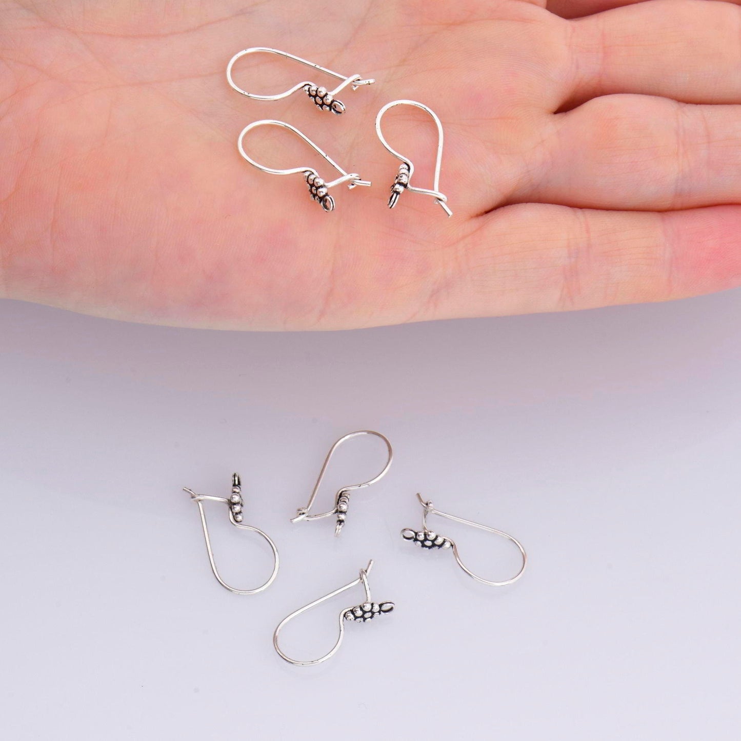 24K Gold Vermeil & Sterling Silver Flower Ear Wires,  Earring Hooks , Ear Wires, Earrings Making Supply, Jewelry Findings, M43 - VM43