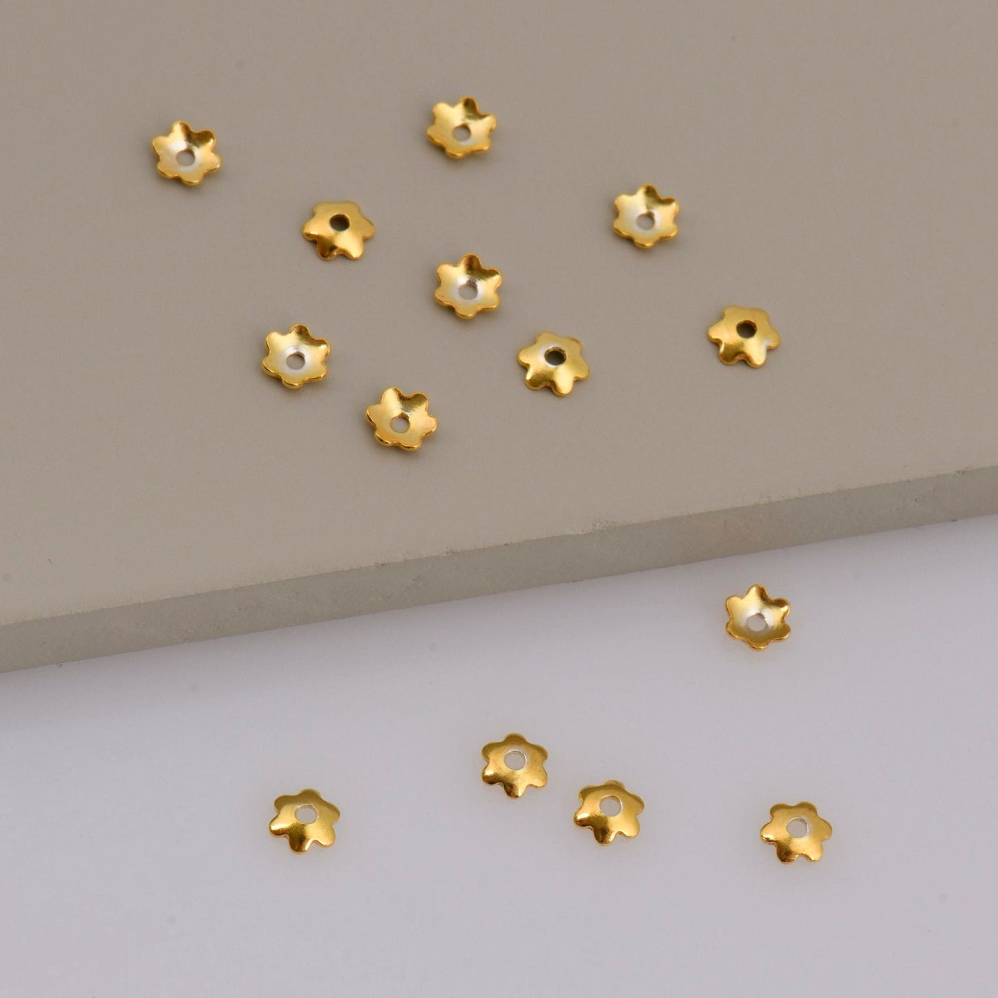 Sterling Silver Plain Bead Caps, 24K Gold Vermeil Shiny Plain Bead Caps, Smooth Bead Caps in 24K Gold, Jewelry Spacer Bead Caps, V/M14A-B-C