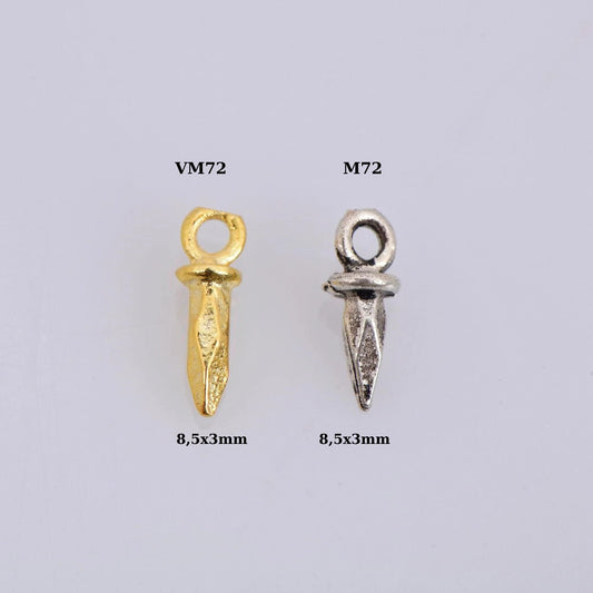 24K Gold Vermeil 8 Pcs Spike Dangle Charm, 925 Solid Silver Faceted Spike Charm, 24K Gold Plated Cone Dangles, Jewelry Findings, M/VM72