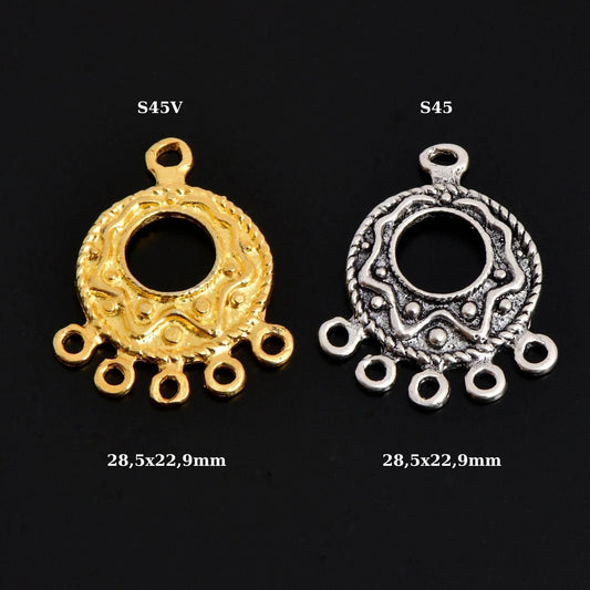 Sterling Silver Chandelier Component for Earring, Pendant, 24K Gold Vermeil Chandelier Connector, Chandelier Shape Jewelry Finding, SV45/S45